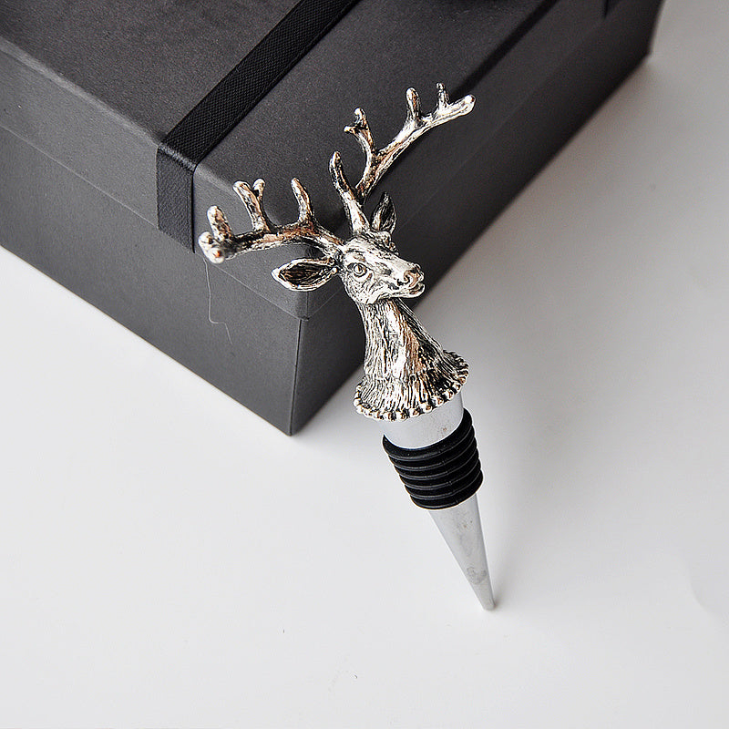 Retro European Palace Style Three-dimensional Deer Head High-end Creative Wine Stopper