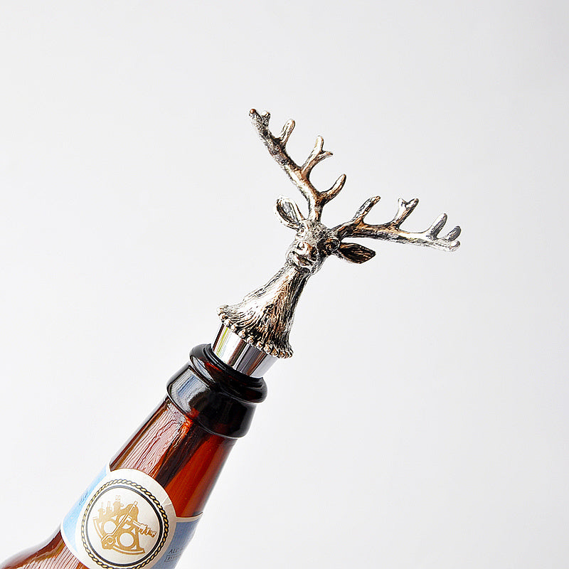 Retro European Palace Style Three-dimensional Deer Head High-end Creative Wine Stopper