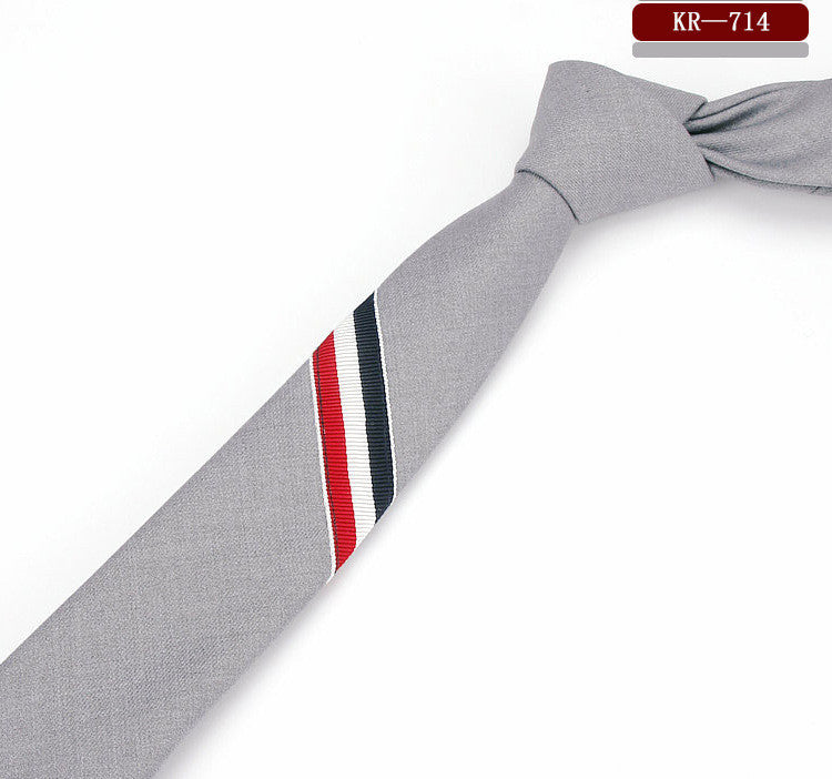 Men&#39;s And Women&#39;s British Super Narrow Casual Quality Cotton Tricolor Tie