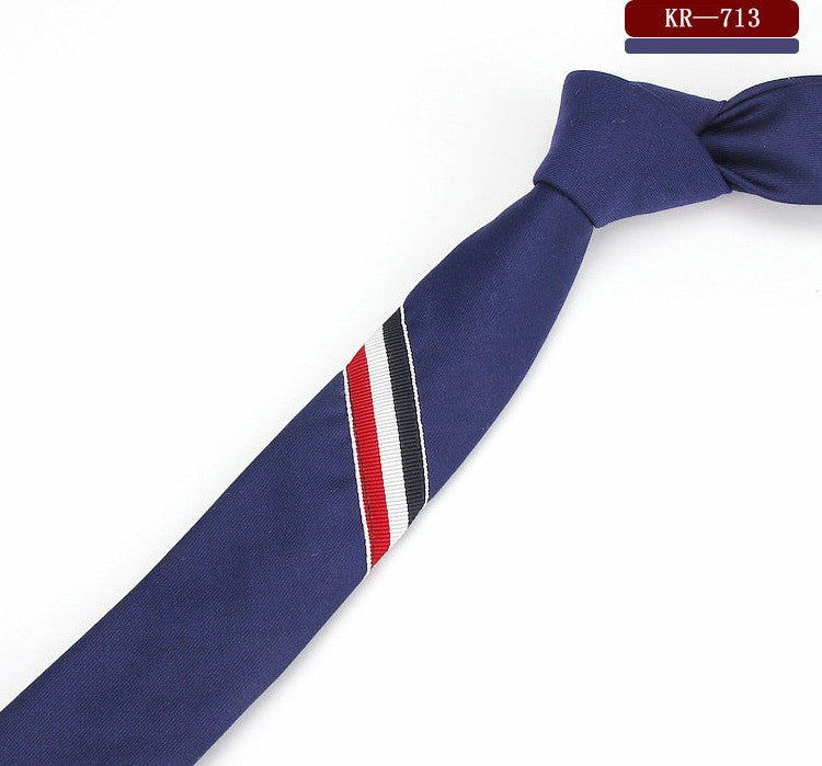Men&#39;s And Women&#39;s British Super Narrow Casual Quality Cotton Tricolor Tie