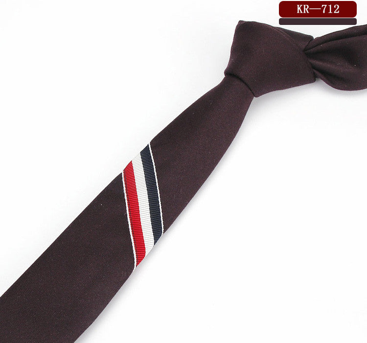 Men&#39;s And Women&#39;s British Super Narrow Casual Quality Cotton Tricolor Tie