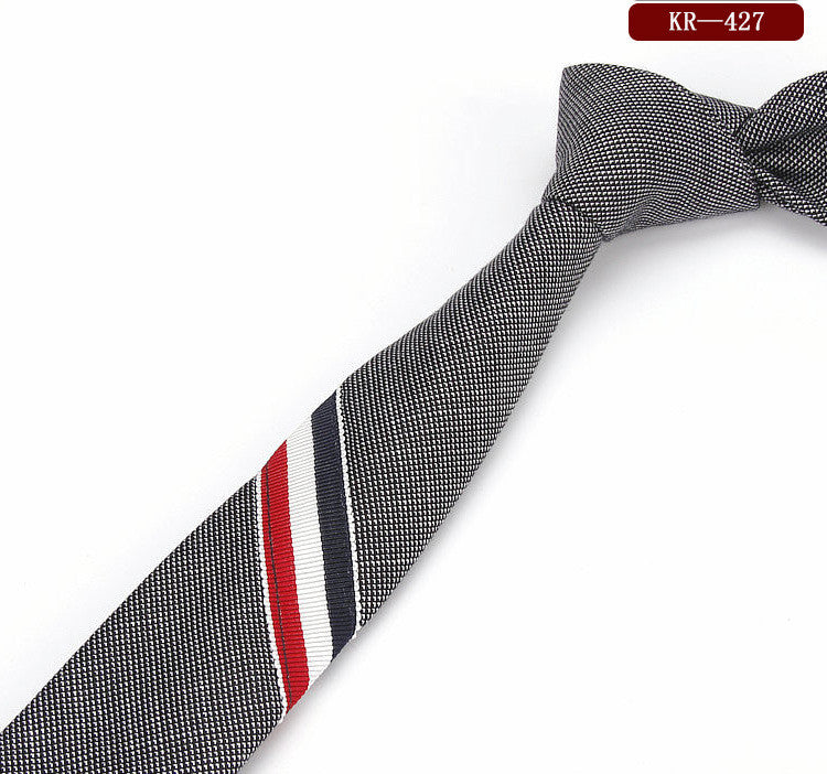 Men&#39;s And Women&#39;s British Super Narrow Casual Quality Cotton Tricolor Tie