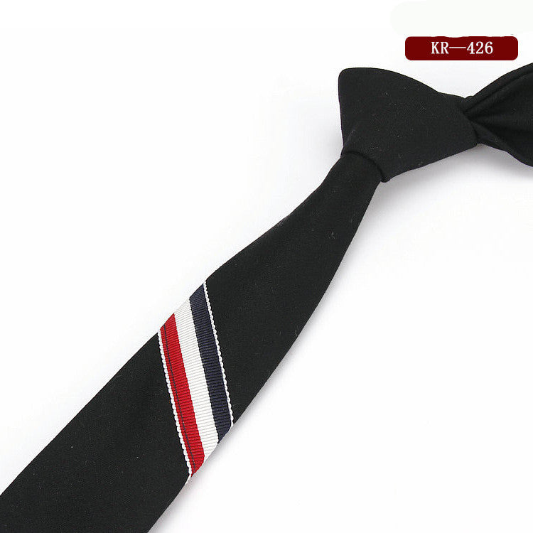 Men&#39;s And Women&#39;s British Super Narrow Casual Quality Cotton Tricolor Tie