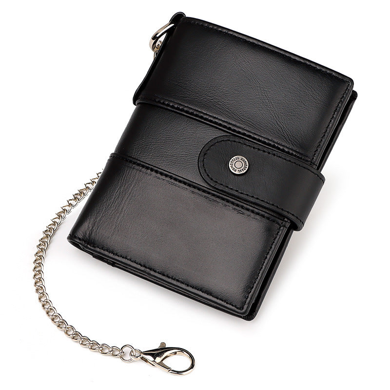 Leather Buckle Prevents Hotlinking Men&#39;s Wallet