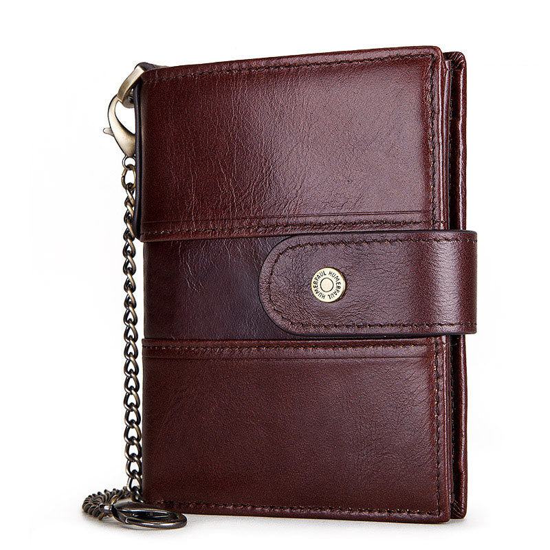 Leather Buckle Prevents Hotlinking Men&#39;s Wallet