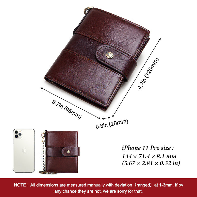 Leather Buckle Prevents Hotlinking Men&#39;s Wallet