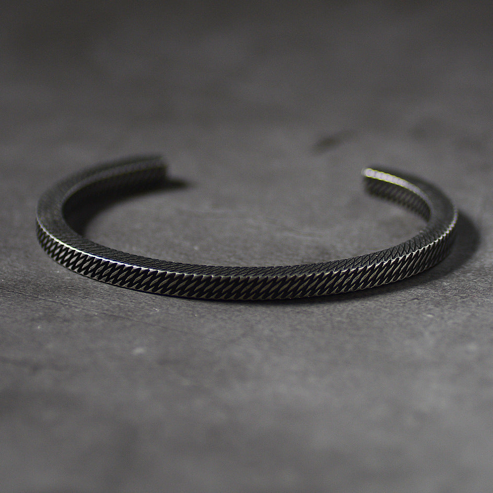 Viking Style Titanium Steel Jewelry Cuff Bracelet Personality Punk Diamond Cuff Bracelet