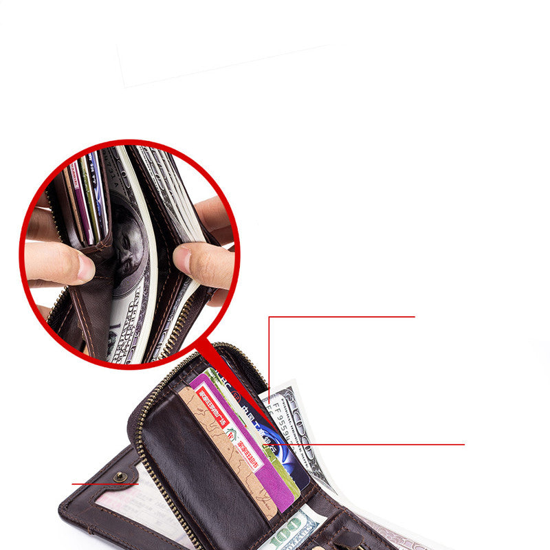 Cowhide Men&#39;s Wallet First Layer Cowhide Money Change