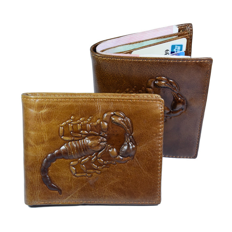 New Men&#39;s Scorpion Wallet Retro Short Business Wallet
