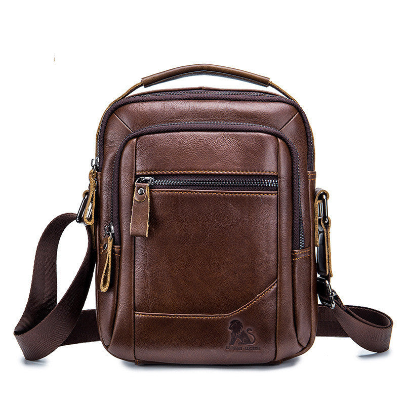 Top Layer Cowhide Men&#39;s Bag Retro Style Vertical Square Bag