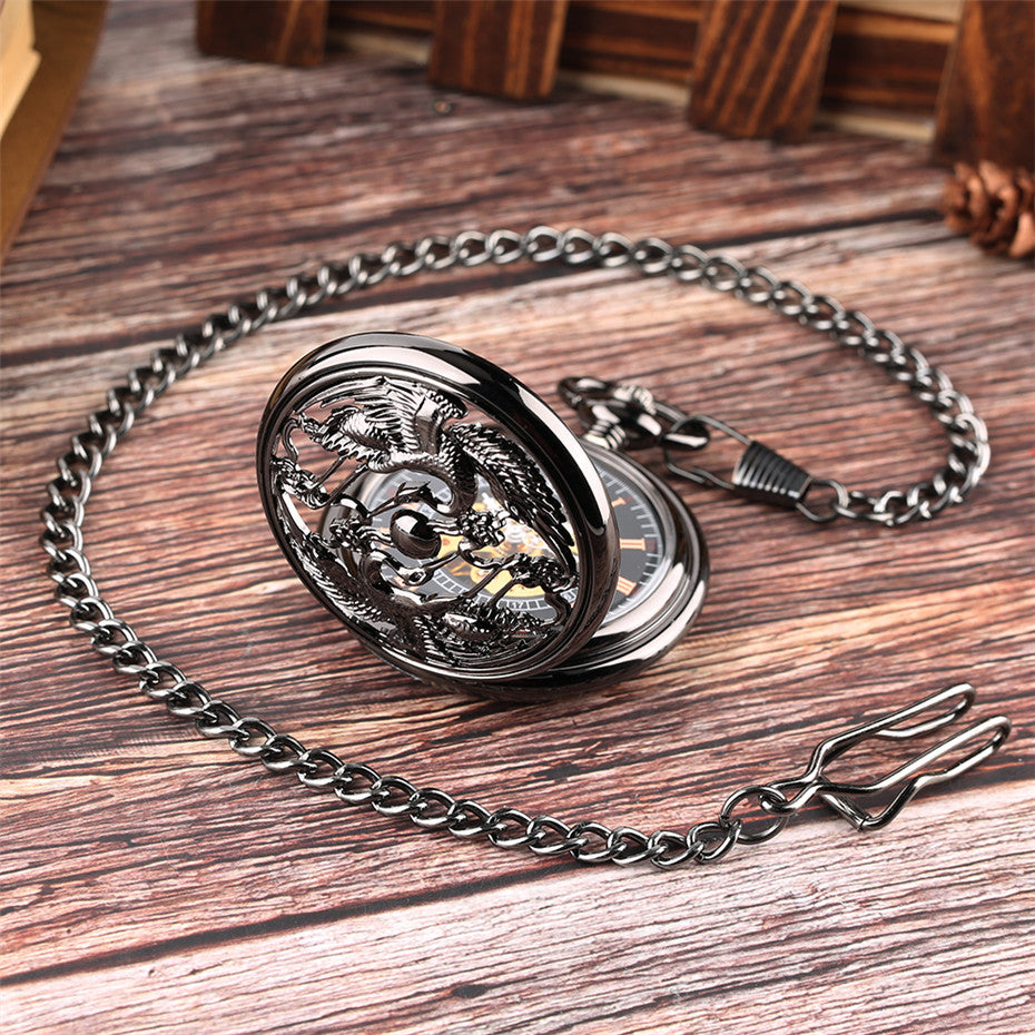 Manual Mechanical Pocket Watch With Hollow Carved Pattern