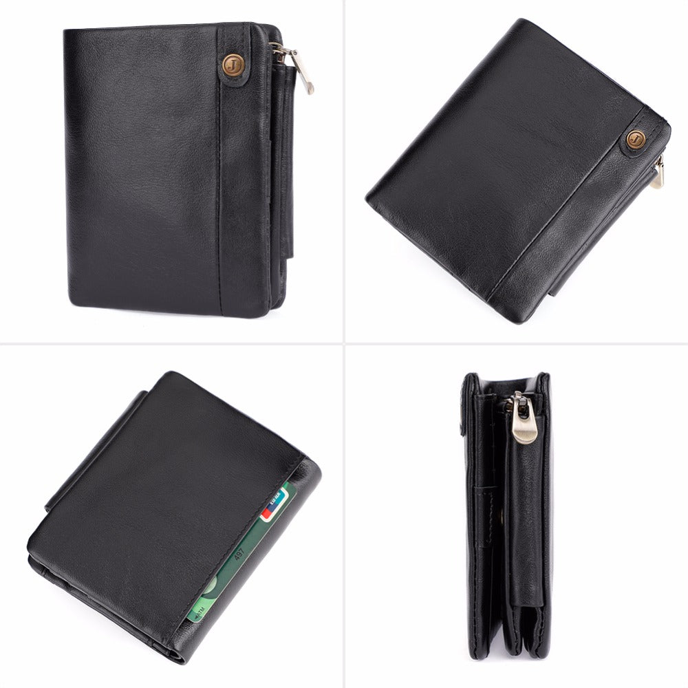 Multi-Card Position Leather RFID Short Vertical Clutch