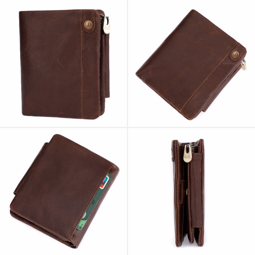 Multi-Card Position Leather RFID Short Vertical Clutch