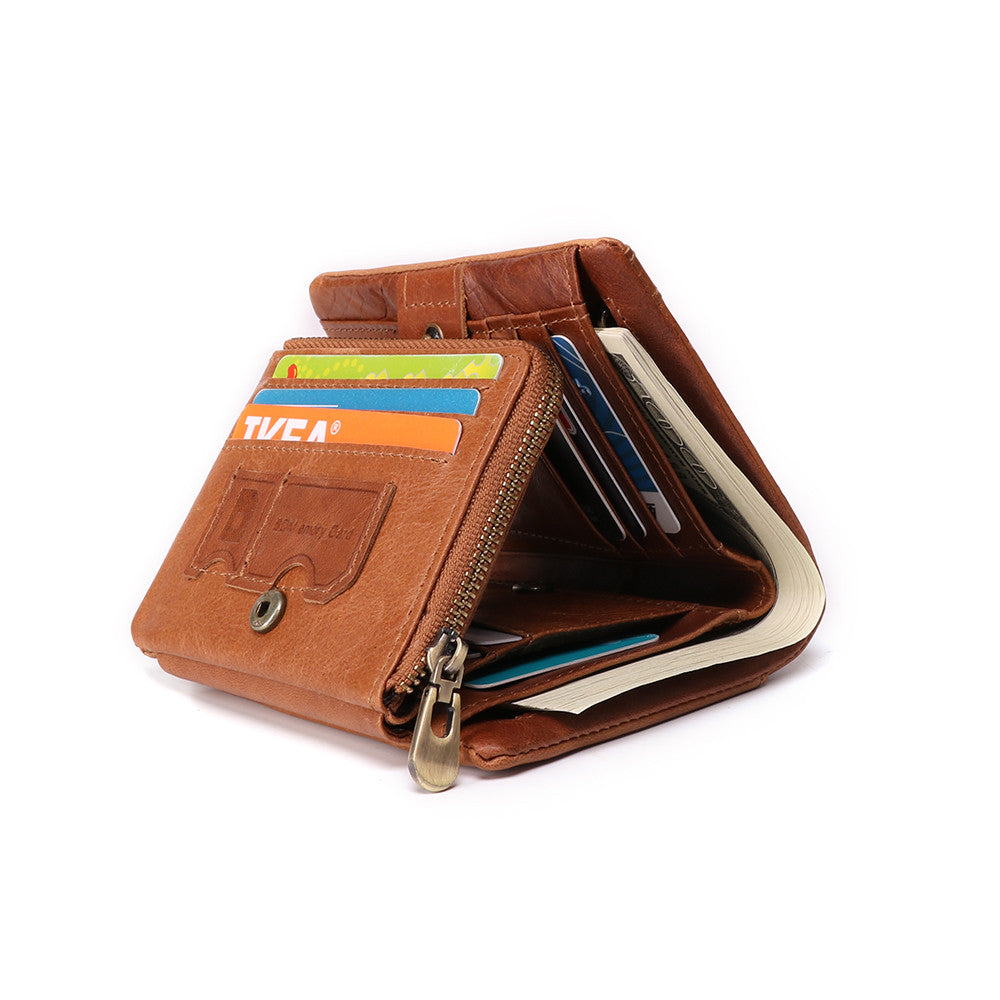 Multi-Card Position Leather RFID Short Vertical Clutch