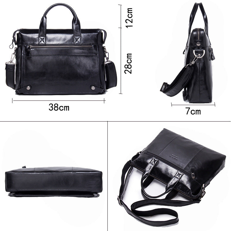 Leather Men&#39;s One-shoulder Messenger Business Briefcase