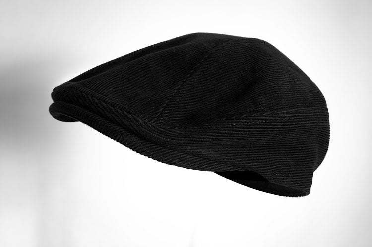 Hat Middle Aged Men&#39;s Retro Literary Hat Beret Black Warm Cap