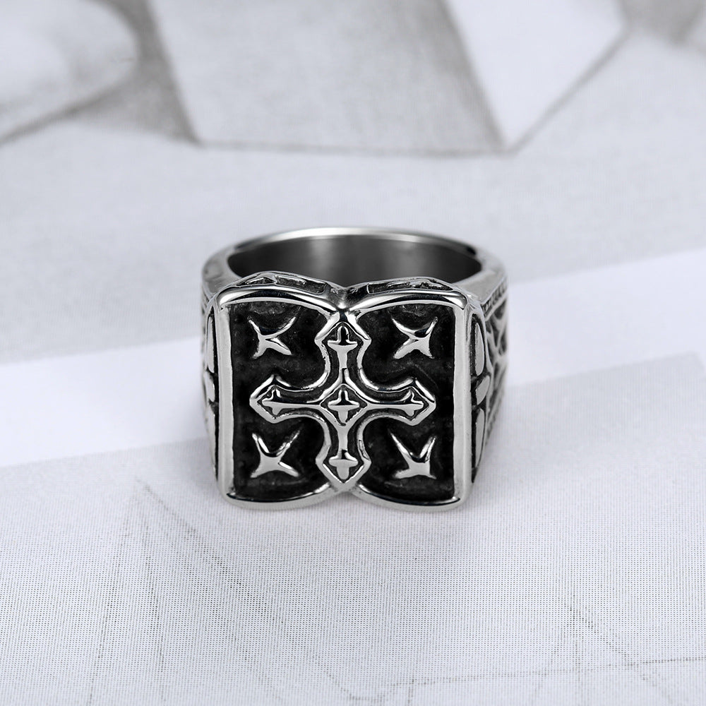 Stainless Steel Vintage Cross Ring