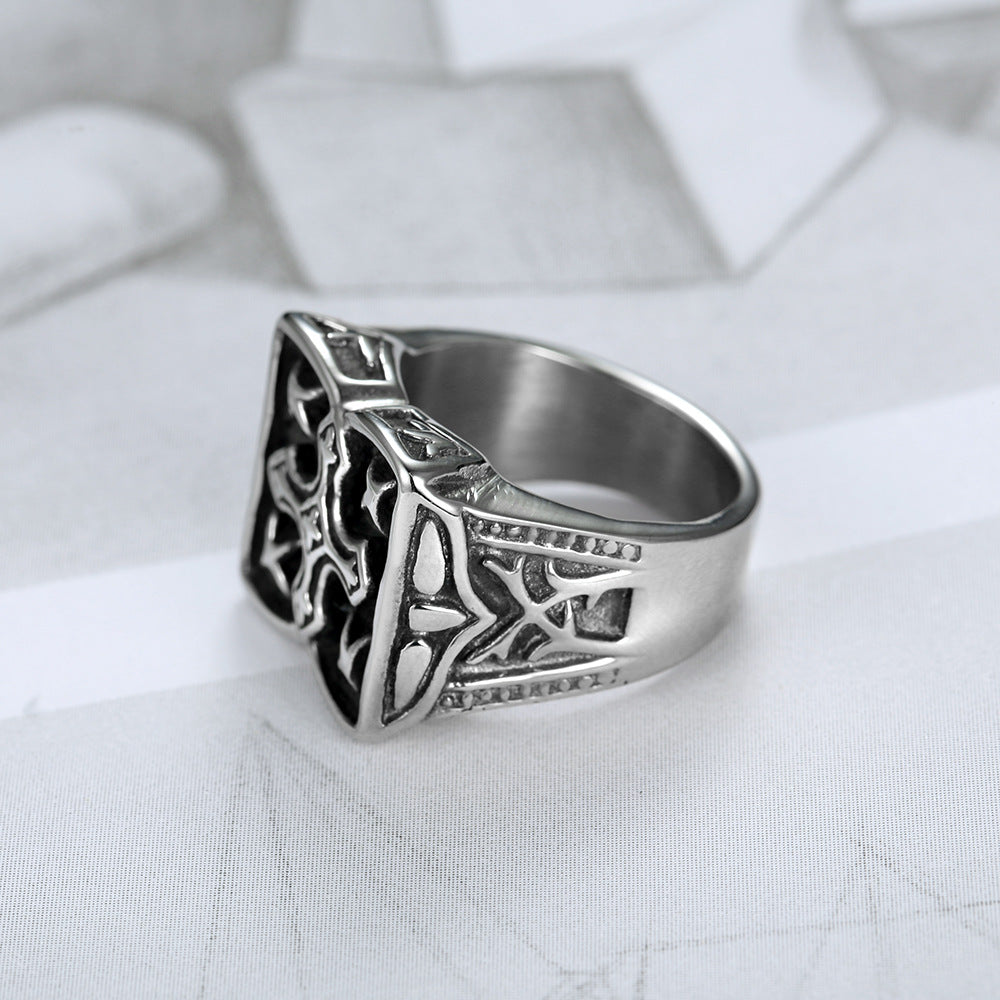 Stainless Steel Vintage Cross Ring
