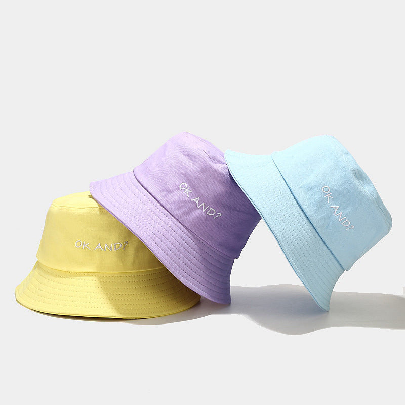 Macaron OK AND Embroidered Fisherman Hat
