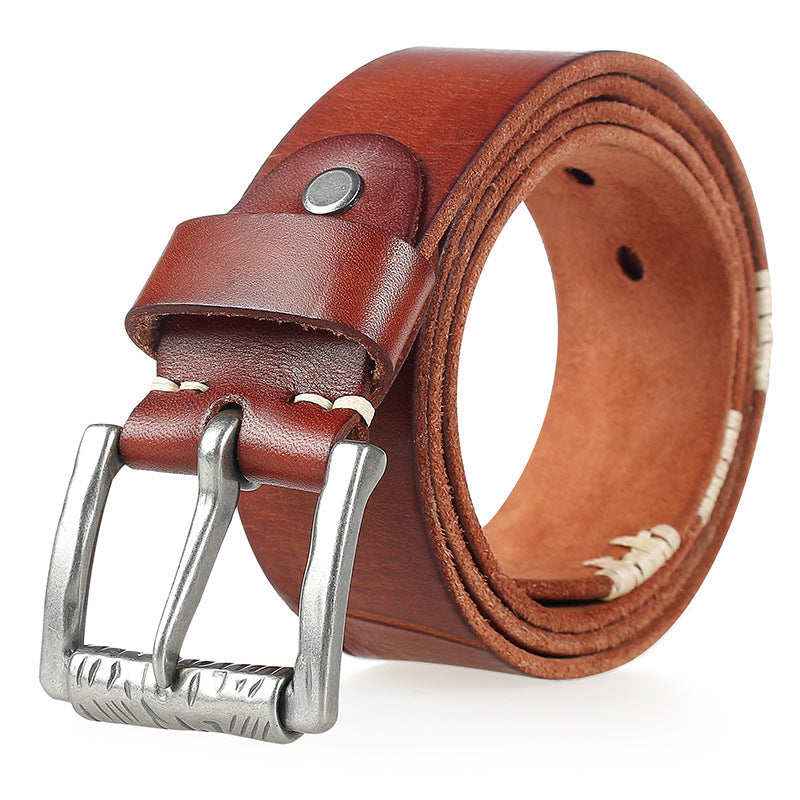 Men&#39;s First Layer Cowhide Washed Retro Belt