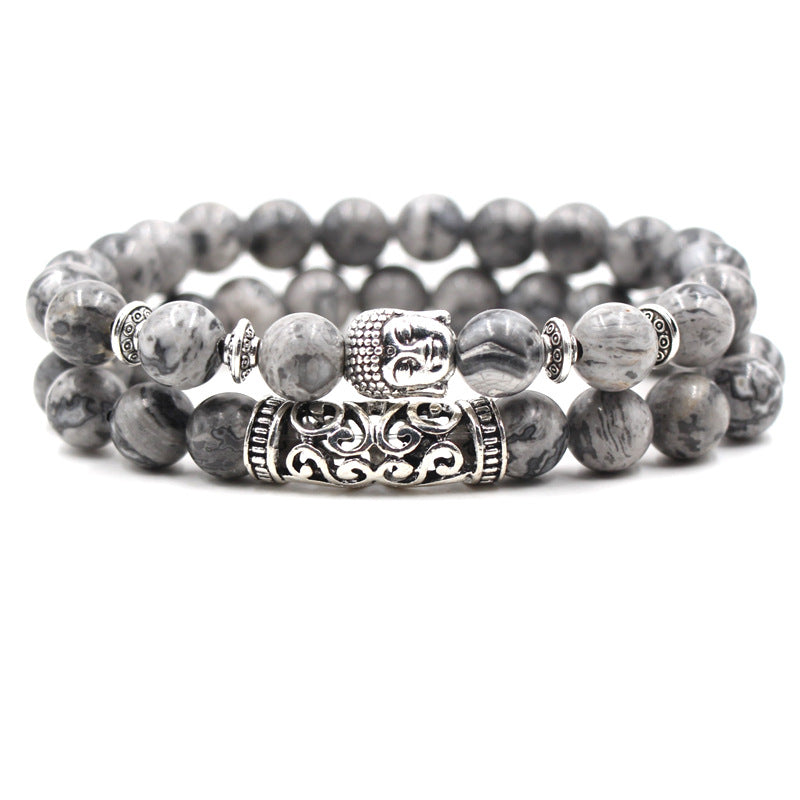 Agate Stone Lion Head Buddha Head Elbow Set Men And Women Fashion Bracelet