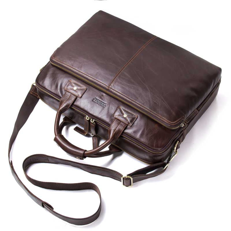 Casual Leather Business Briefcase Large Capacity Men&#39;s Shoulder Bag