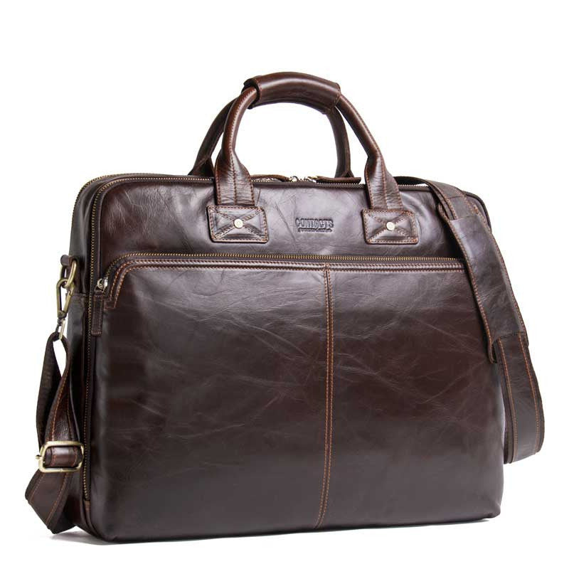 Casual Leather Business Briefcase Large Capacity Men&#39;s Shoulder Bag