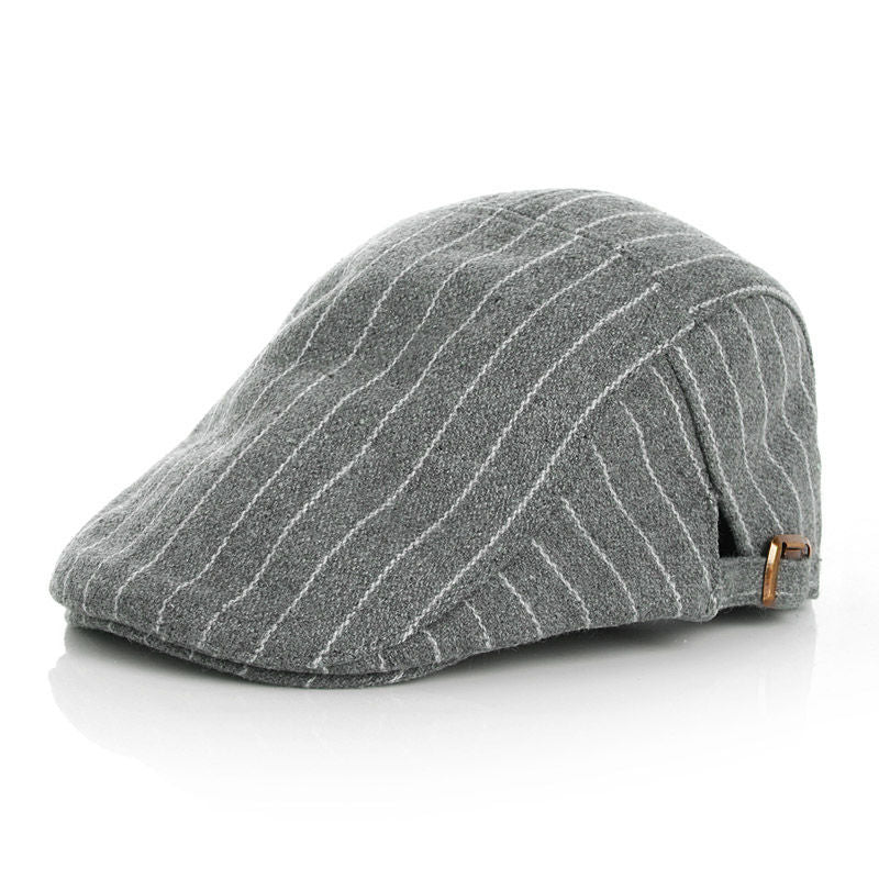 Baby&#39;s Striped Cap With Tweed In Spring And Autumn And Winter