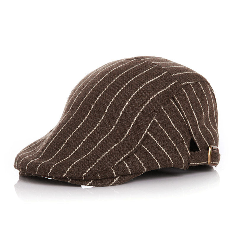 Baby&#39;s Striped Cap With Tweed In Spring And Autumn And Winter