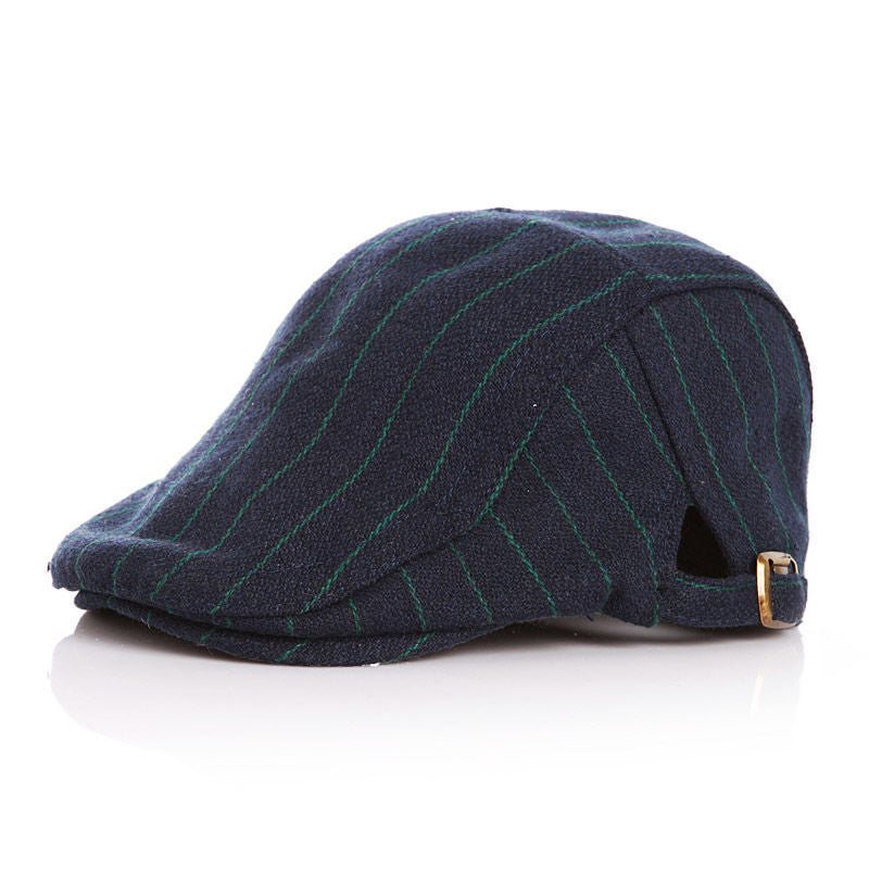 Baby&#39;s Striped Cap With Tweed In Spring And Autumn And Winter