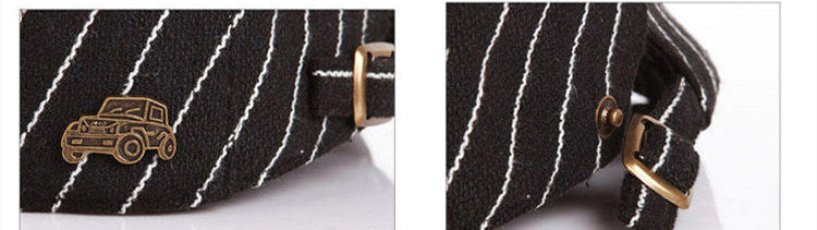 Baby&#39;s Striped Cap With Tweed In Spring And Autumn And Winter