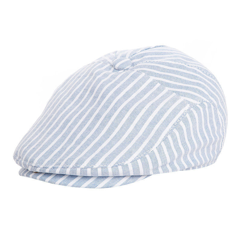 Baby&#39;s Striped Cap With Tweed In Spring And Autumn And Winter
