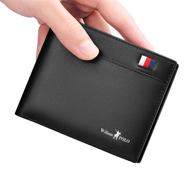 Ultra-Thin Mini Men&#39;s Short Leather Wallet