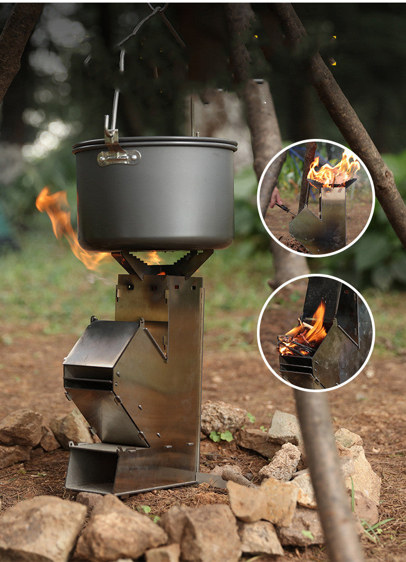 Thickened Stainless Steel Removable Portable Rocket Stove