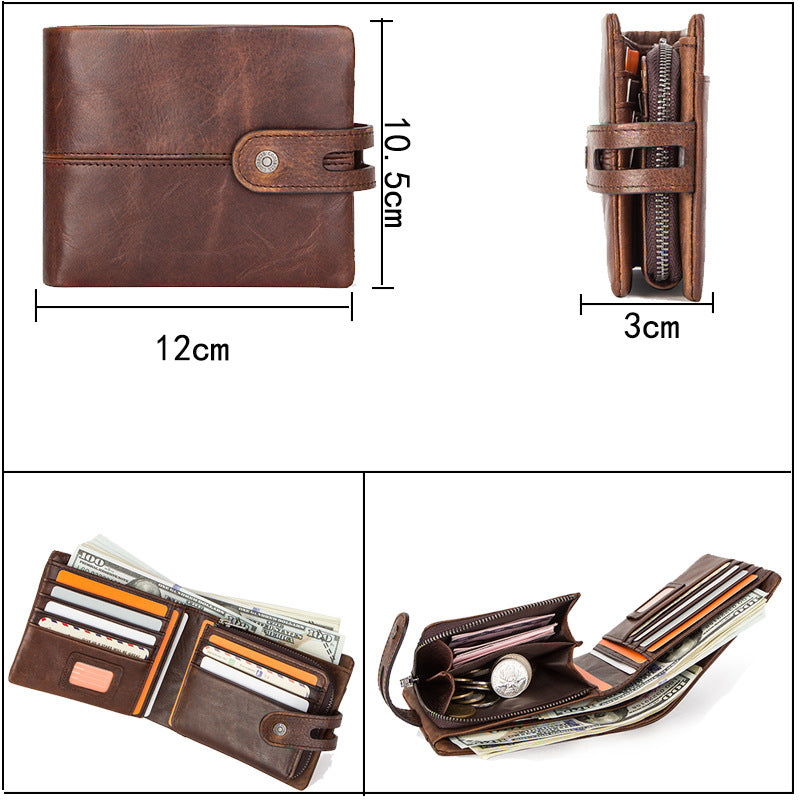Fashion Anti-Theft Brushed Leather Men&#39;s Wallet