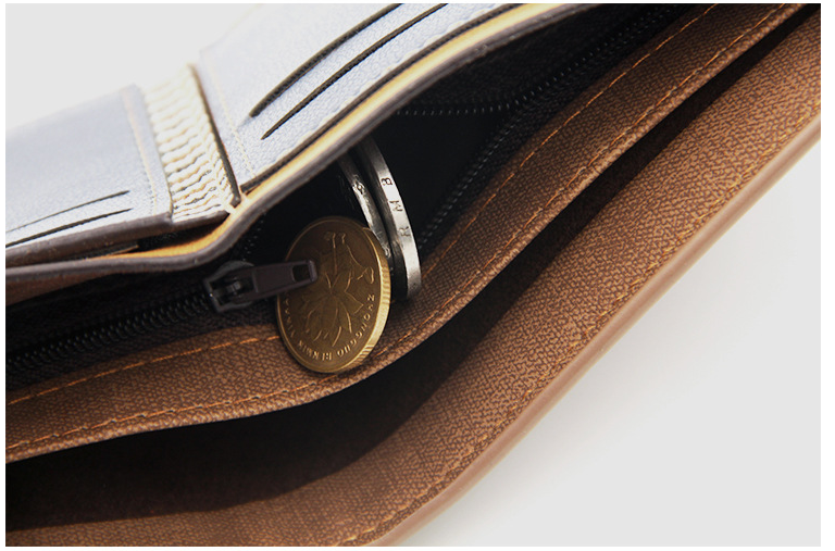 Men&#39;s Wallet Short Style Large Capacity Multi-Card Bag Fashion Three Percent Frosted Wallet