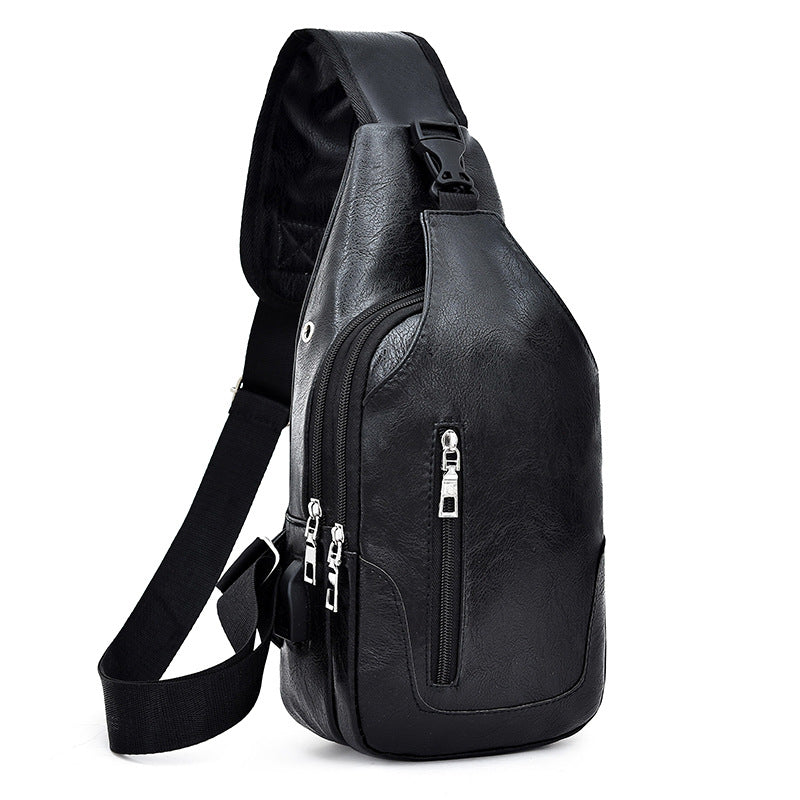 Men&#39;s Chest Bag Single Shoulder Portable Charging Messenger Bag Outdoor Sports And Leisure