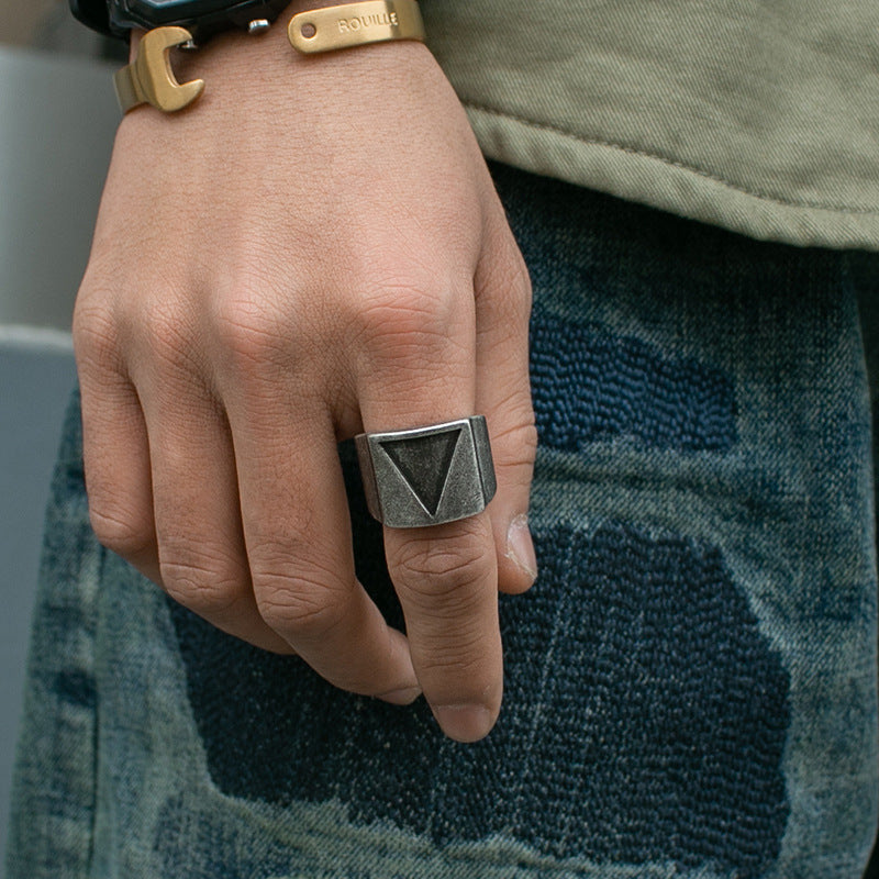 Alloy Viking Triangle Ring Retro Hammer Retro Punk Jewelry Finger Men&#39;s Love Jewelry