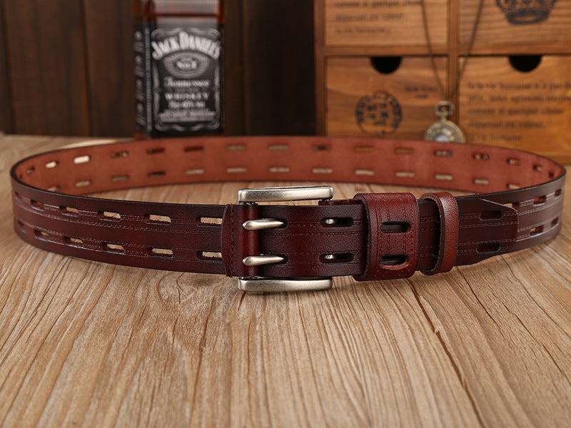 Fashion Retro Men&#39;s Casual Double Needle Belt
