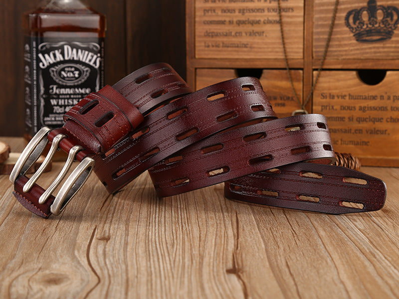 Fashion Retro Men&#39;s Casual Double Needle Belt