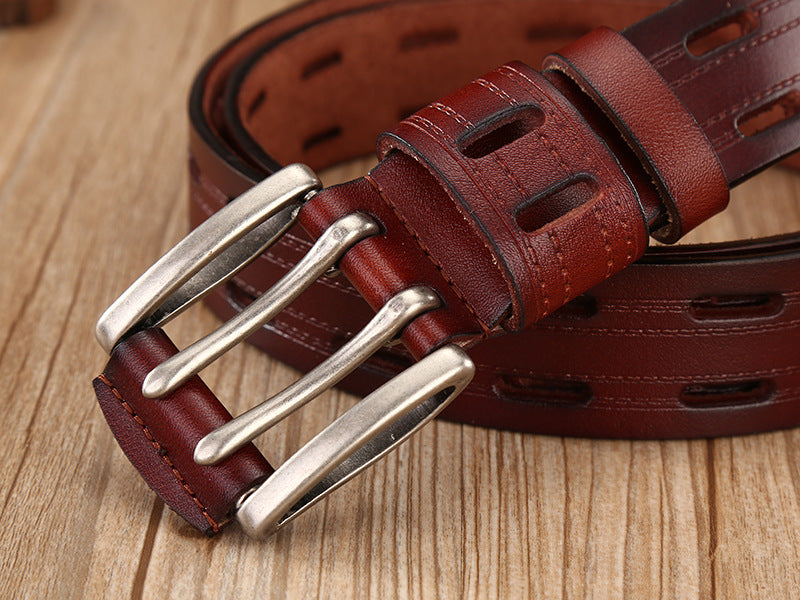 Fashion Retro Men&#39;s Casual Double Needle Belt