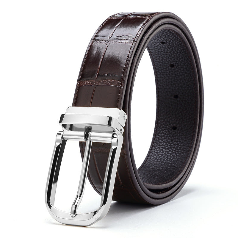 Business New Style Korean Belt Cowhide Men&#39;s Belt With Pin Buckle