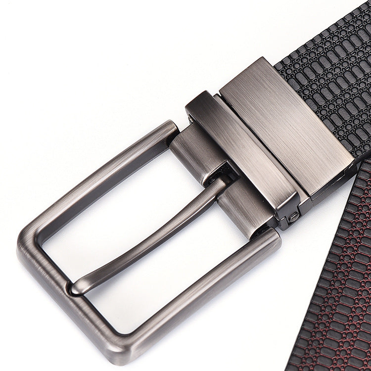 Men&#39;s Genuine Leather Rice Grain Embossed Trouser Belt Cowhide Belt