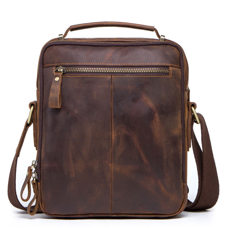 Ancient Crazy Horse Cowhide Men&#39;s Messenger Bag Multifunctional