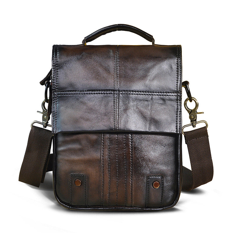Imported Crazy Horse Leather Leather Foreign Trade Europe And America Retro Men&#39;s 8-Inch Summer Travel Outdoor Shoulder Diagonal Bag 152