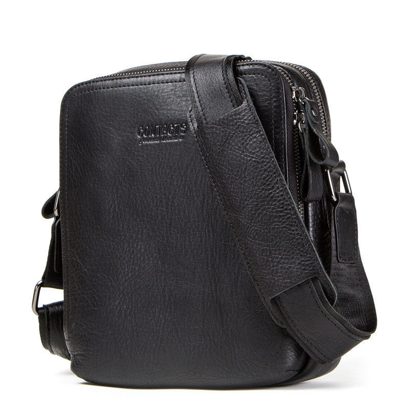 Black Angel Factory Direct Sales Retro Crazy Horse Cowhide Men&#39;s Shoulder Bag Leather Men&#39;s Messenger Bag Cross-Border Delivery