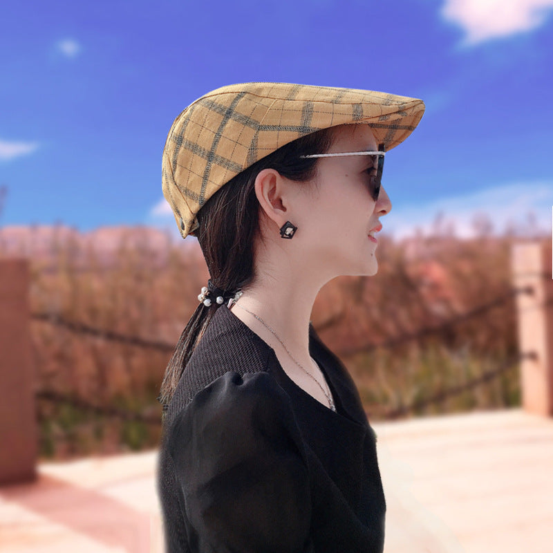 Peaked Cap Forward Cap Plaid Baseball Cap Visor Beret Sun Hat