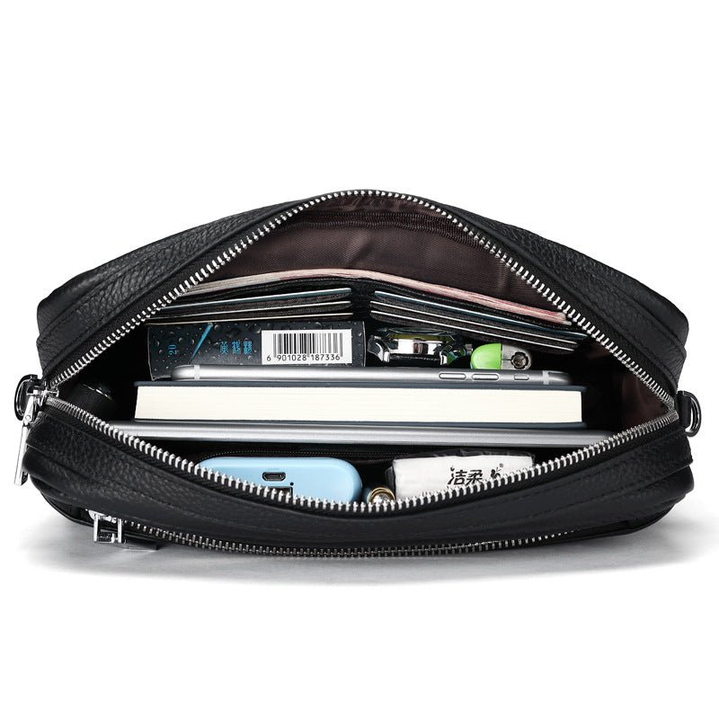 Men&#39;s One-Shoulder Casual Top Layer Leather Crossbody Bag