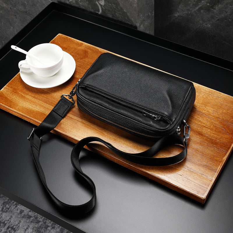 Men&#39;s One-Shoulder Casual Top Layer Leather Crossbody Bag