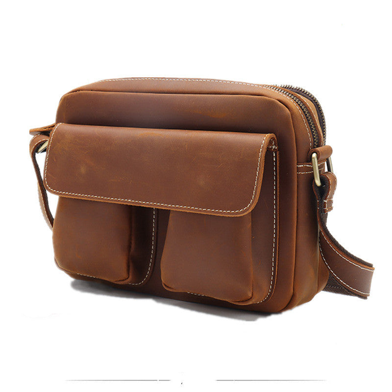 Men&#39;s Shoulder Bag Head Layer Cowhide Casual Personality Messenger Bag
